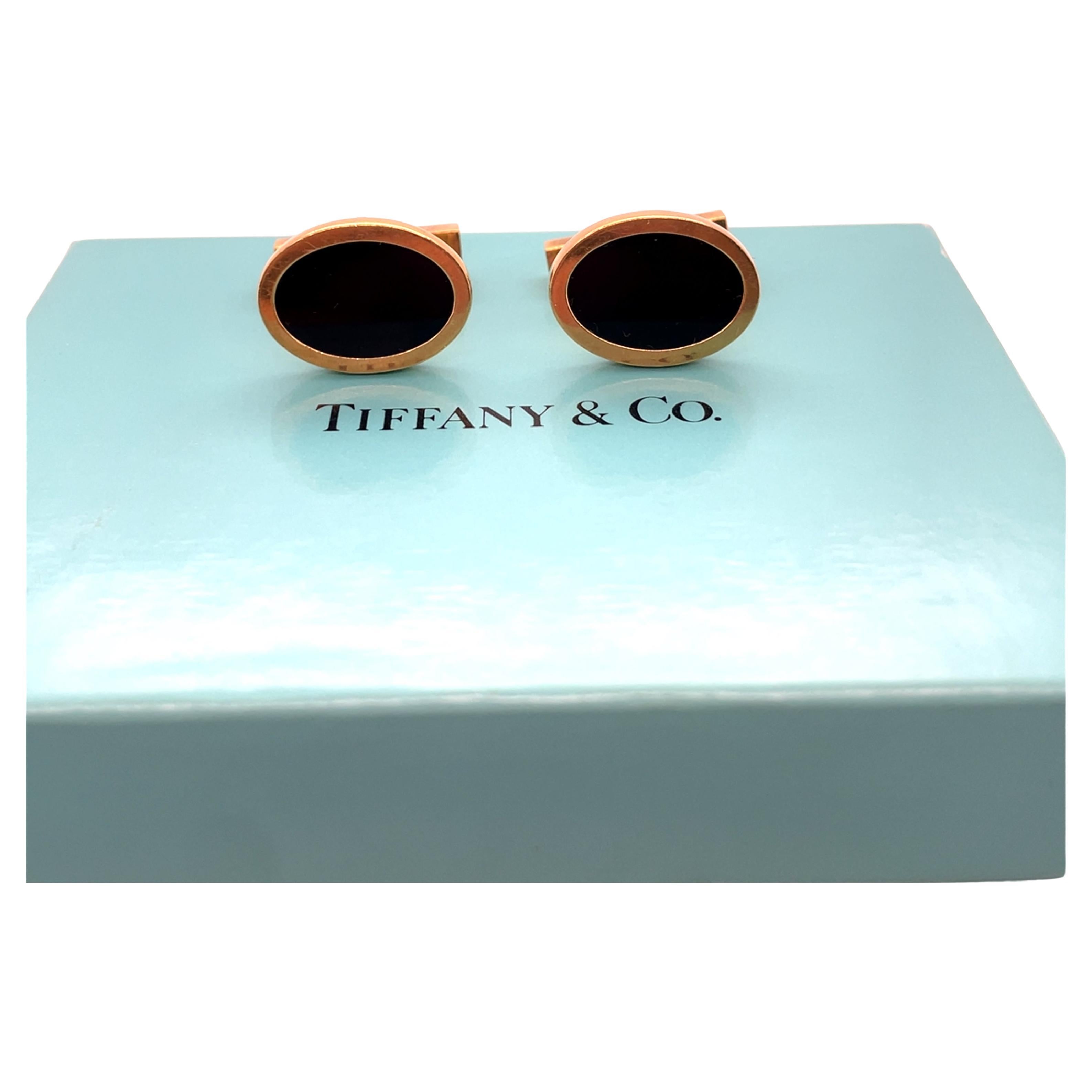 Tiffany & Co. Vintage 18K Yellow Gold and Onyx Cufflinks