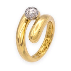 Tiffany & Co. Vintage 18K Yellow Gold and Platinum Pavé Diamond Bypass Ring 5.25