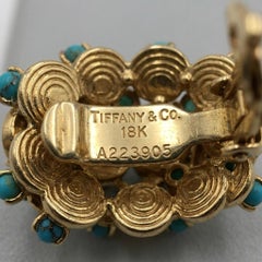 Tiffany & Co. Orecchini pendenti vintage in oro giallo 18 carati e turchese
