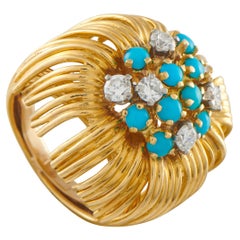 Tiffany 
Co. Vintage 18K Yellow Gold Diamond and Turquoise Ring TI04-112525