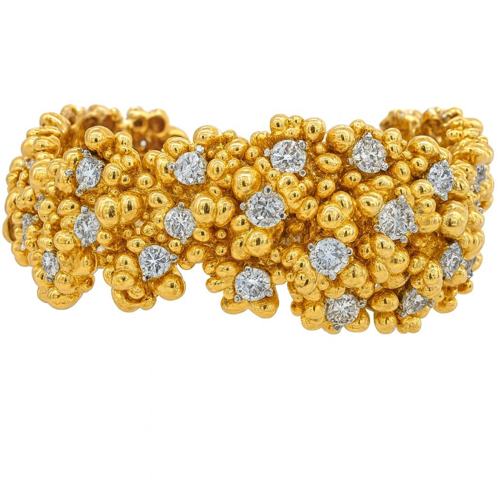 Round Cut Tiffany & Co. Vintage 18K Yellow Gold Diamond Bracelet For Sale