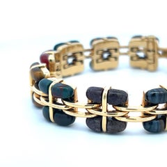 Tiffany & Co Vintage 18K Yellow Gold Link Bracelet with Multi Gemstones