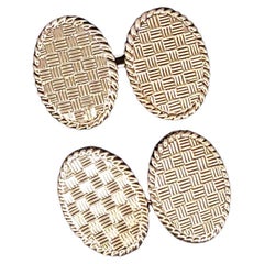 Tiffany & Co. Boutons de manchette ovales vintage en or jaune 18k