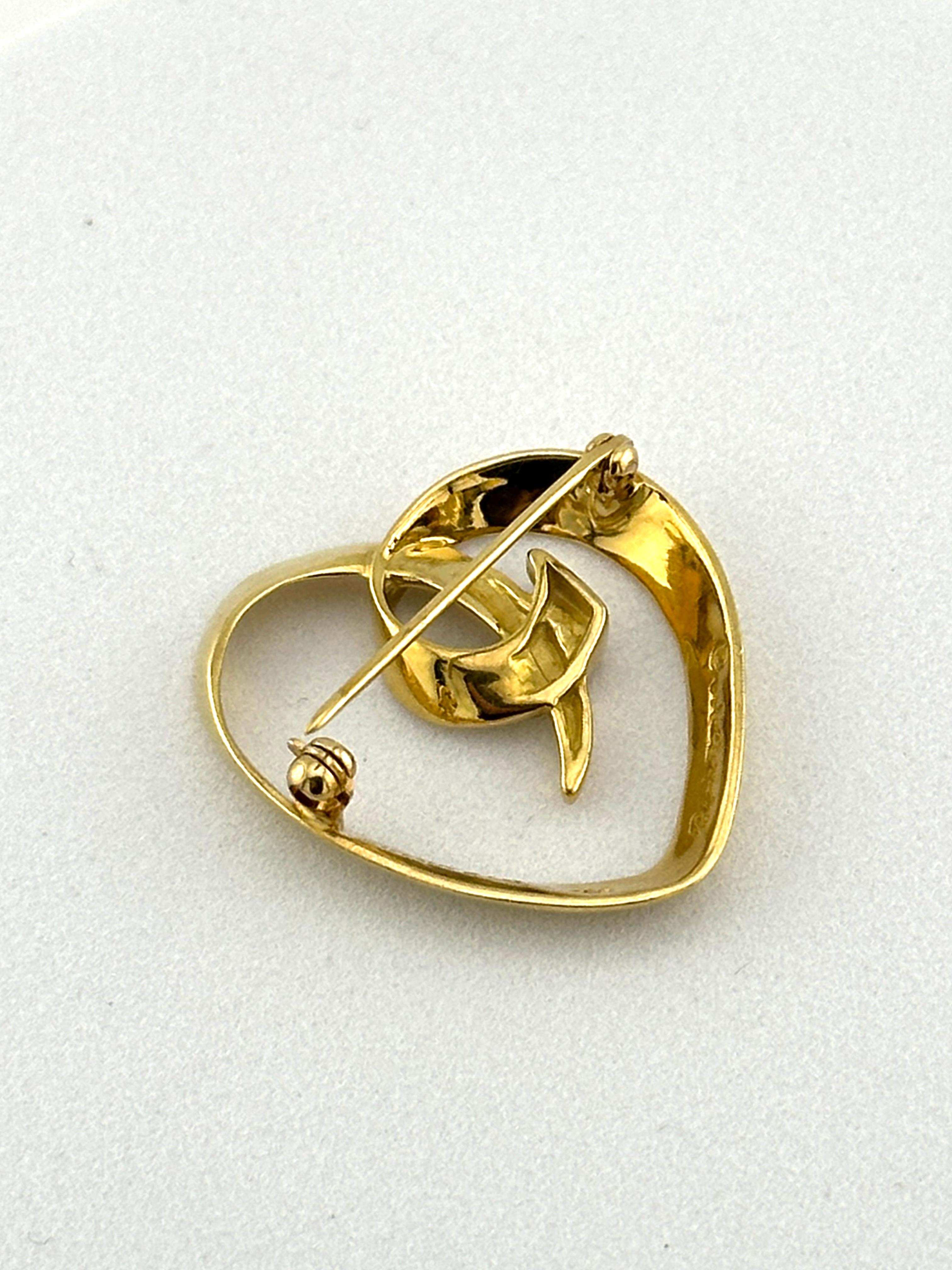 Tiffany & Co. Vintage 18K Yellow Gold Paloma Picasso Heart Brooch Pin Damen im Angebot