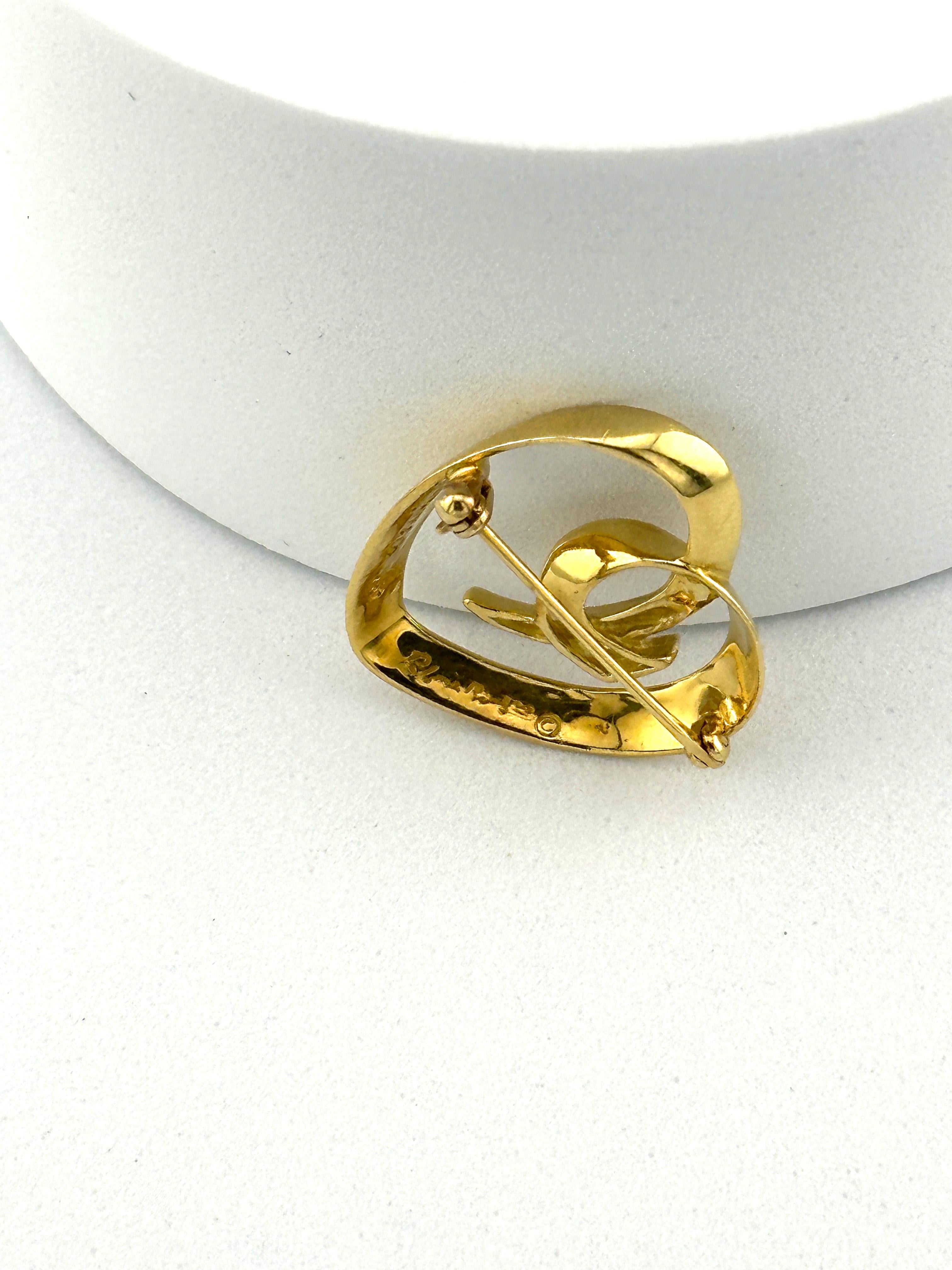 Tiffany & Co. Vintage 18K Yellow Gold Paloma Picasso Heart Brooch Pin im Angebot 2