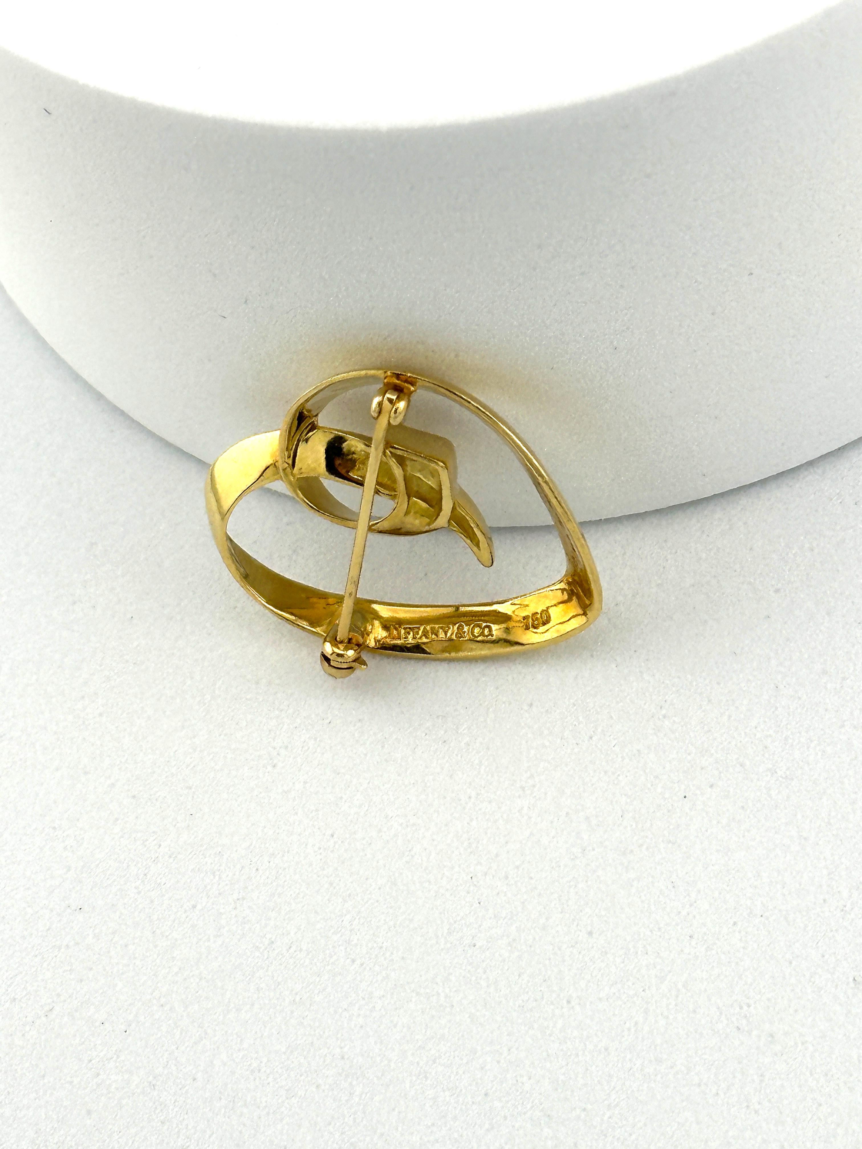 Tiffany & Co. Vintage 18K Yellow Gold Paloma Picasso Heart Brooch Pin im Angebot 3