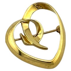 Tiffany & Co. Vintage 18K Yellow Gold Paloma Picasso Heart Brooch Pin