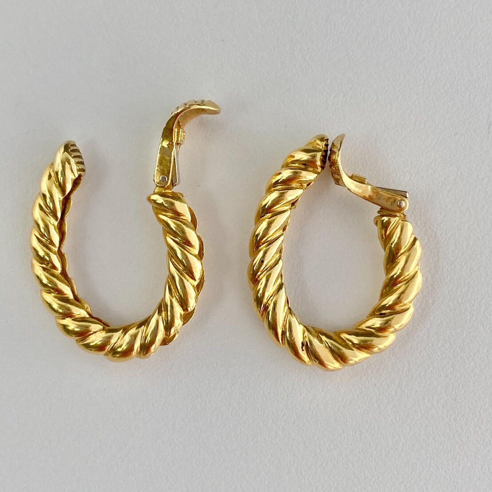 TIFFANY & CO VINTAGE 18K yellow gold ROPE HOOPS 17.53GR In Excellent Condition In Los Angeles, CA