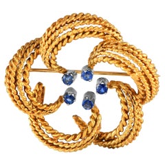 Tiffany 
Co. Vintage 18K Yellow Gold Sapphire Brooch TI19-020124