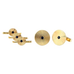 Tiffany & Co. Vintage 18K Yellow Gold Sapphire Cufflink Tuxedo Set