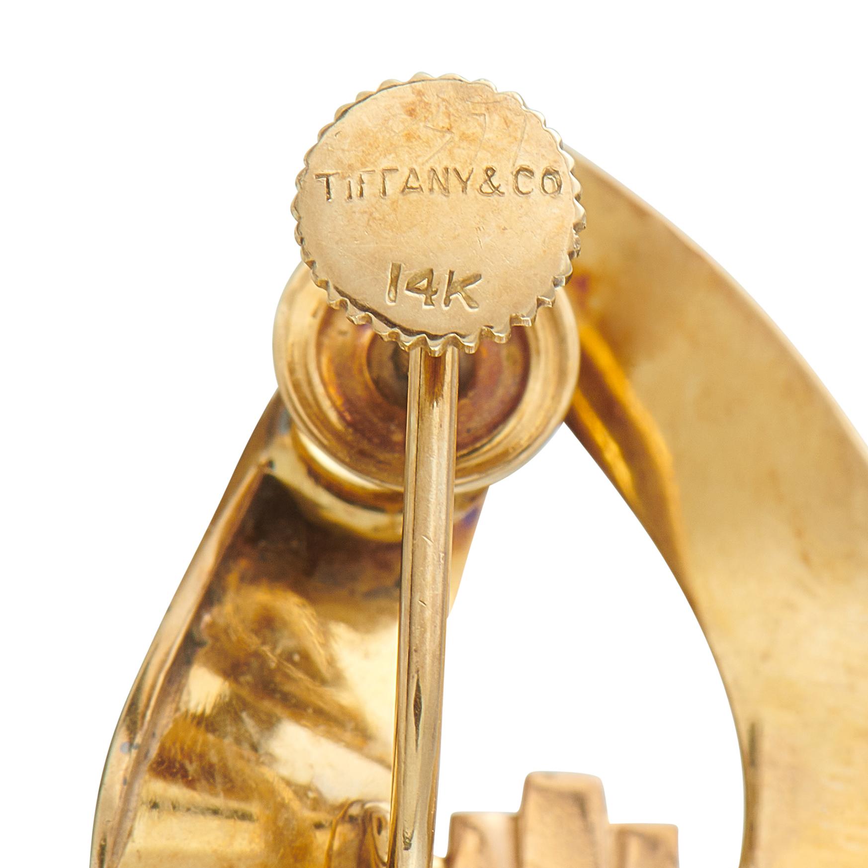 Tiffany & Co. Vintage 18K Yellow Gold Scroll Earrings im Zustand „Hervorragend“ im Angebot in Southampton, PA