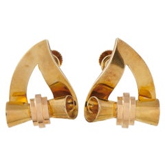 Tiffany 
Co. Vintage 18K Yellow Gold Scroll Earrings