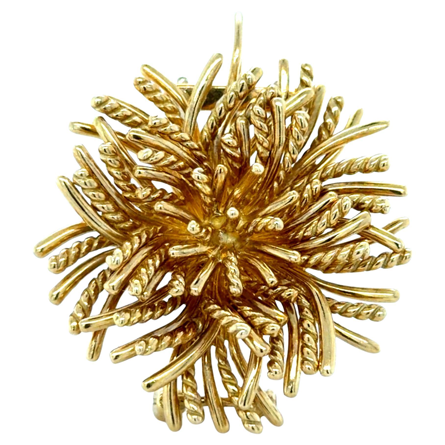 Tiffany & Co. Broche pendentif anémone de mer vintage en or jaune 18K