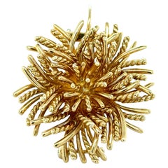 Tiffany & Co. Vintage 18K Yellow Gold Sea Anemone Pendant Brooch