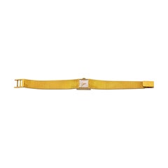 Tiffany & Co. Quadratische Vintage-Uhr aus 18 Karat Gelbgold mit Mesh-Armband- 1960er Jahre