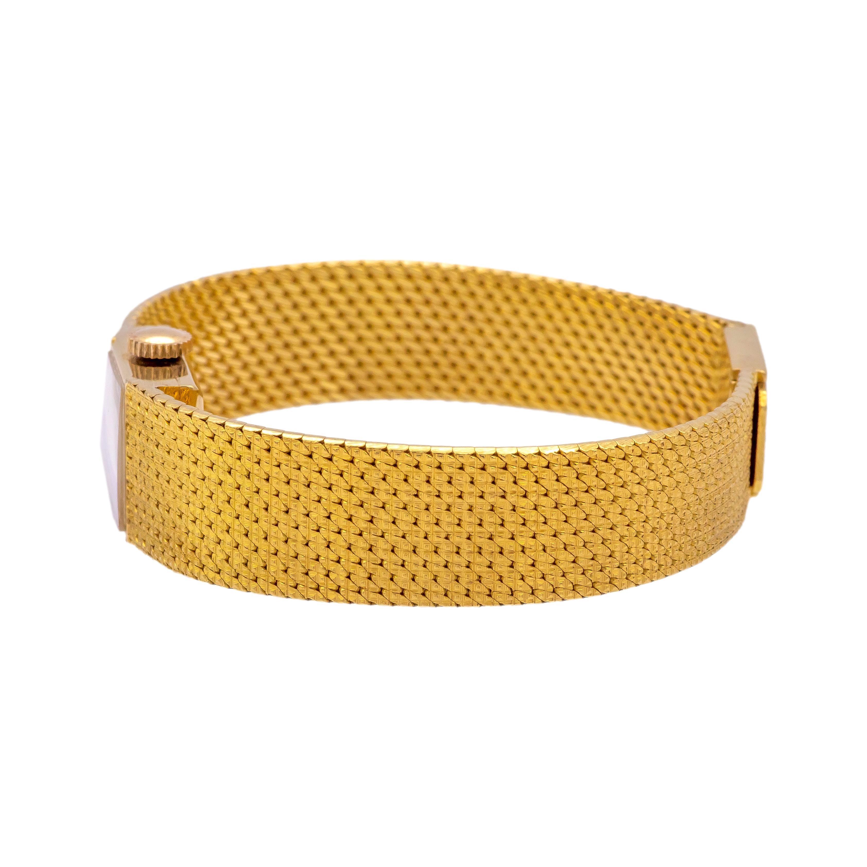 Modern Tiffany & Co. Vintage 18K Yellow Gold Square Watch with Mesh Bracelet- 1960's