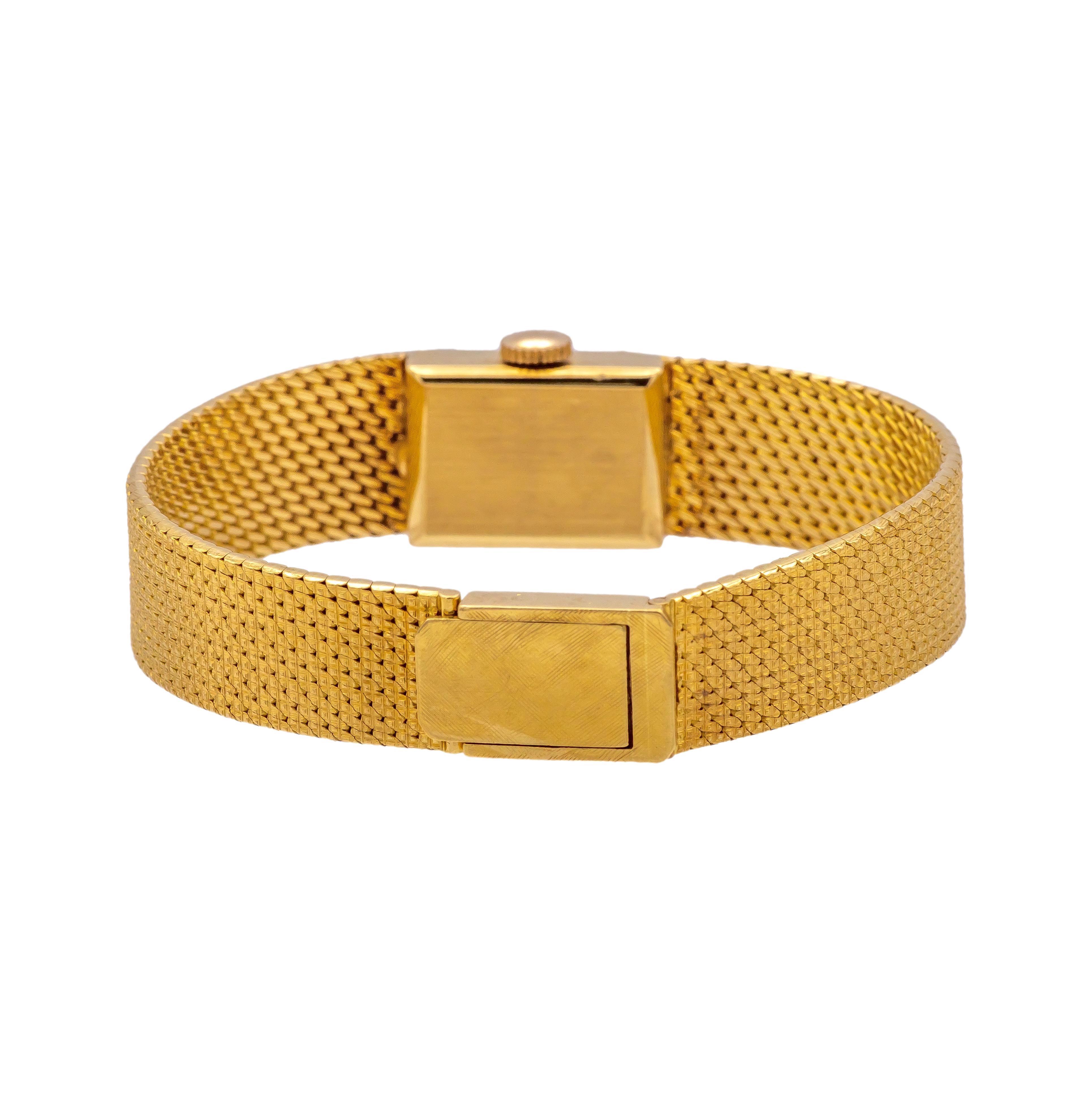 Tiffany & Co. Vintage 18K Yellow Gold Square Watch with Mesh Bracelet- 1960's In Good Condition In New York, NY
