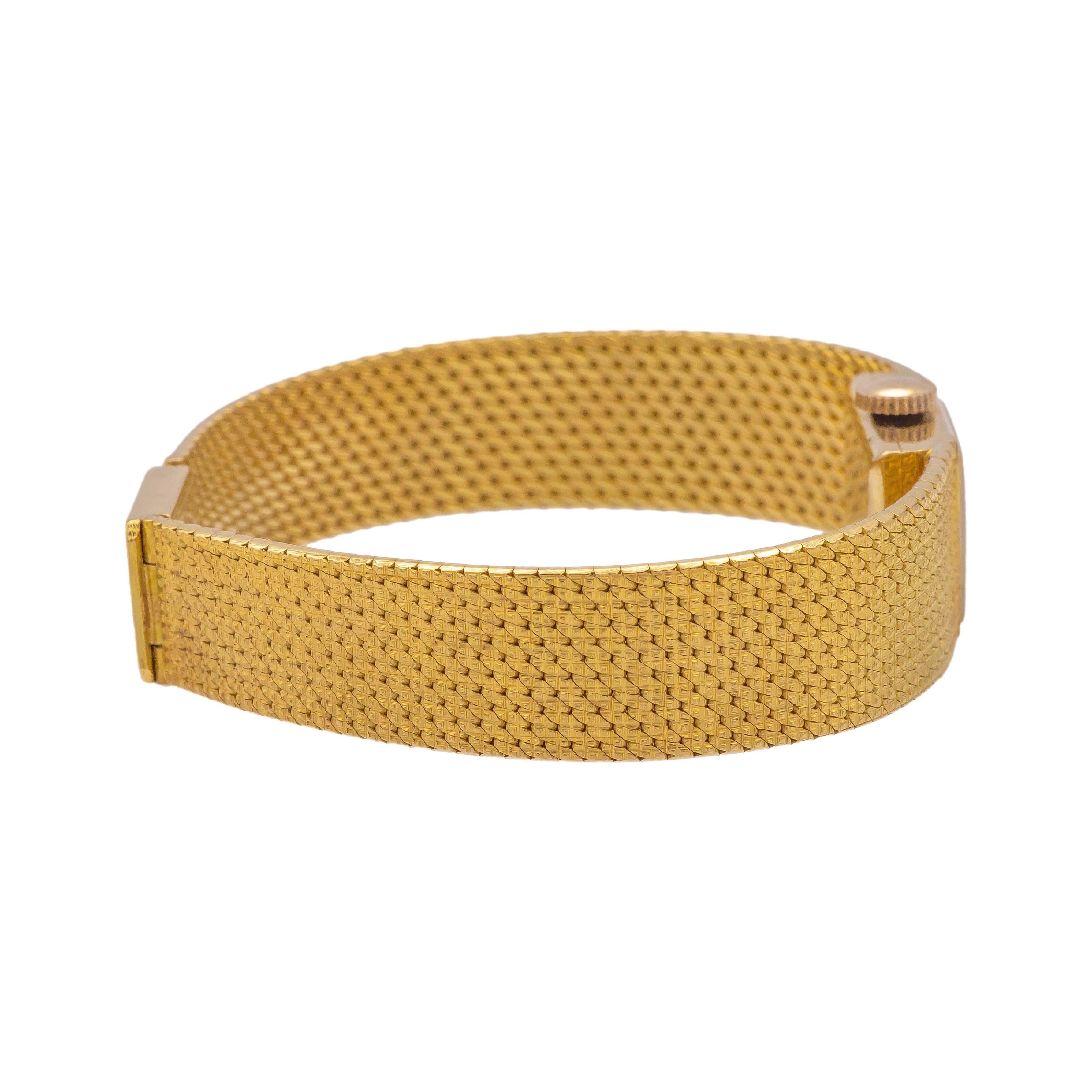 Women's Tiffany & Co. Vintage 18K Yellow Gold Square Watch with Mesh Bracelet- 1960's