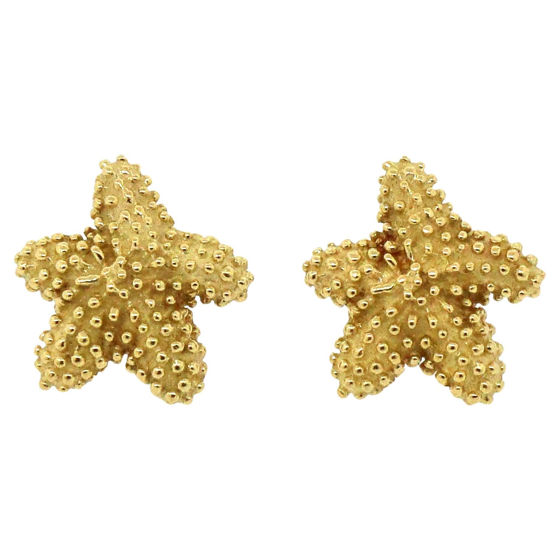 Tiffany & Co. Vintage 18K Yellow Gold Starfish Stud Earrings