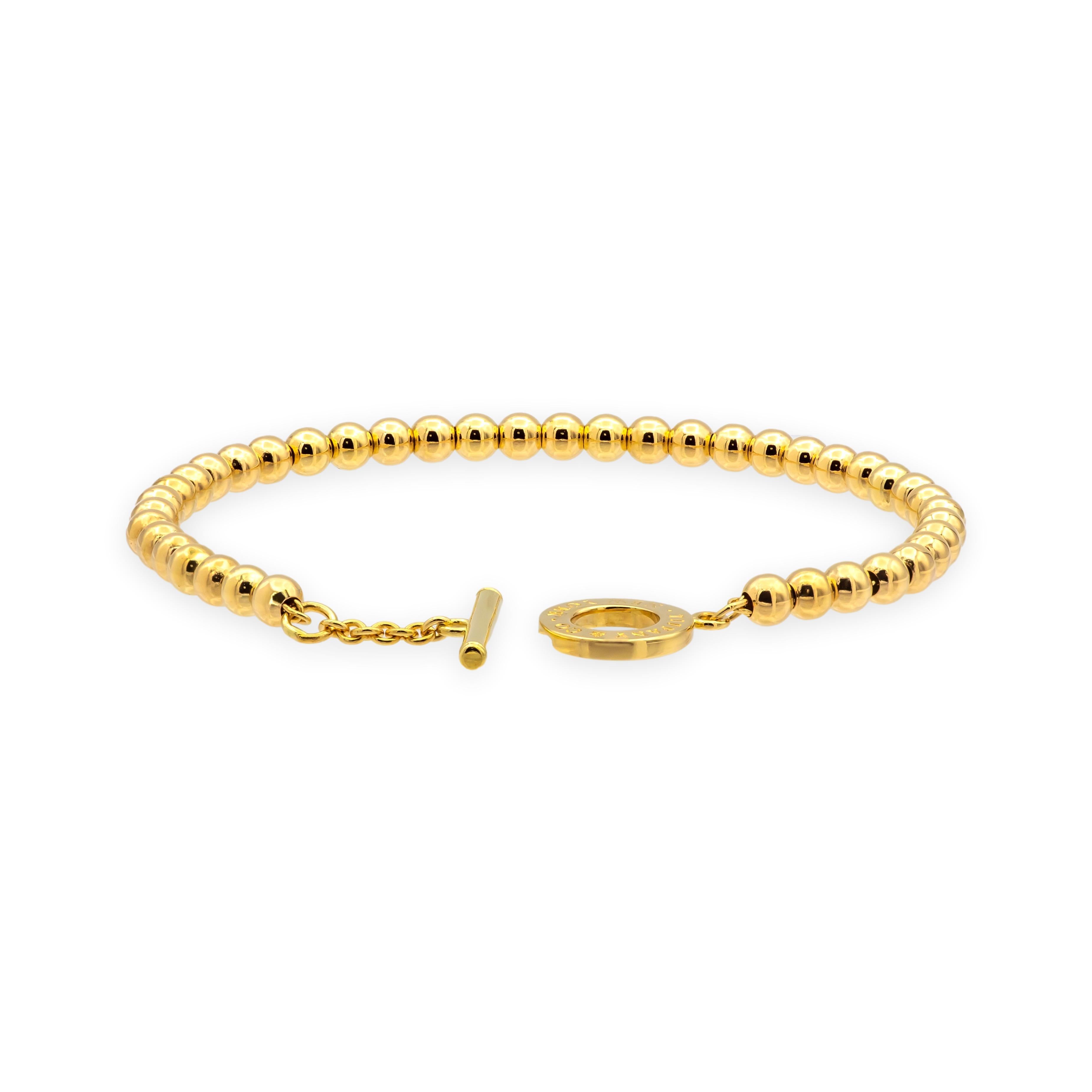Tiffany & Co. Vintage 18K Yellow Gold Toggle Bead Bracelet 7