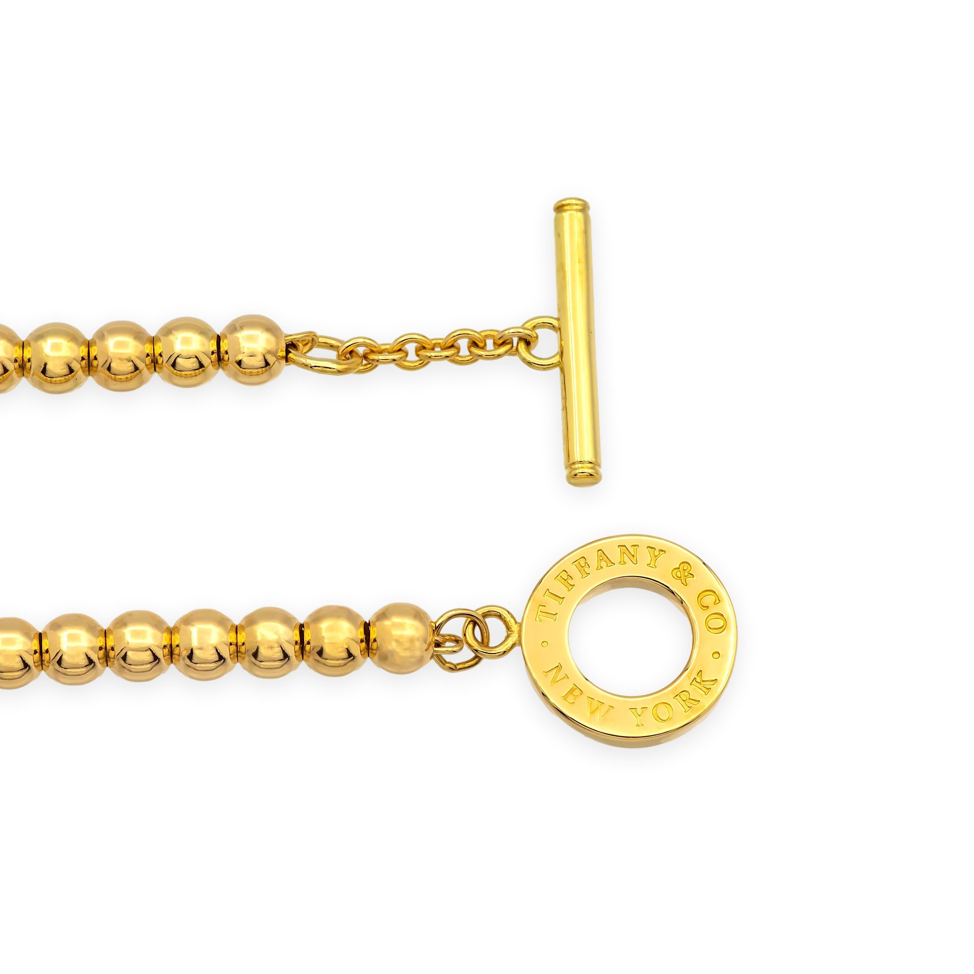 Tiffany & Co. Vintage 18K Yellow Gold Toggle Bead Bracelet 7