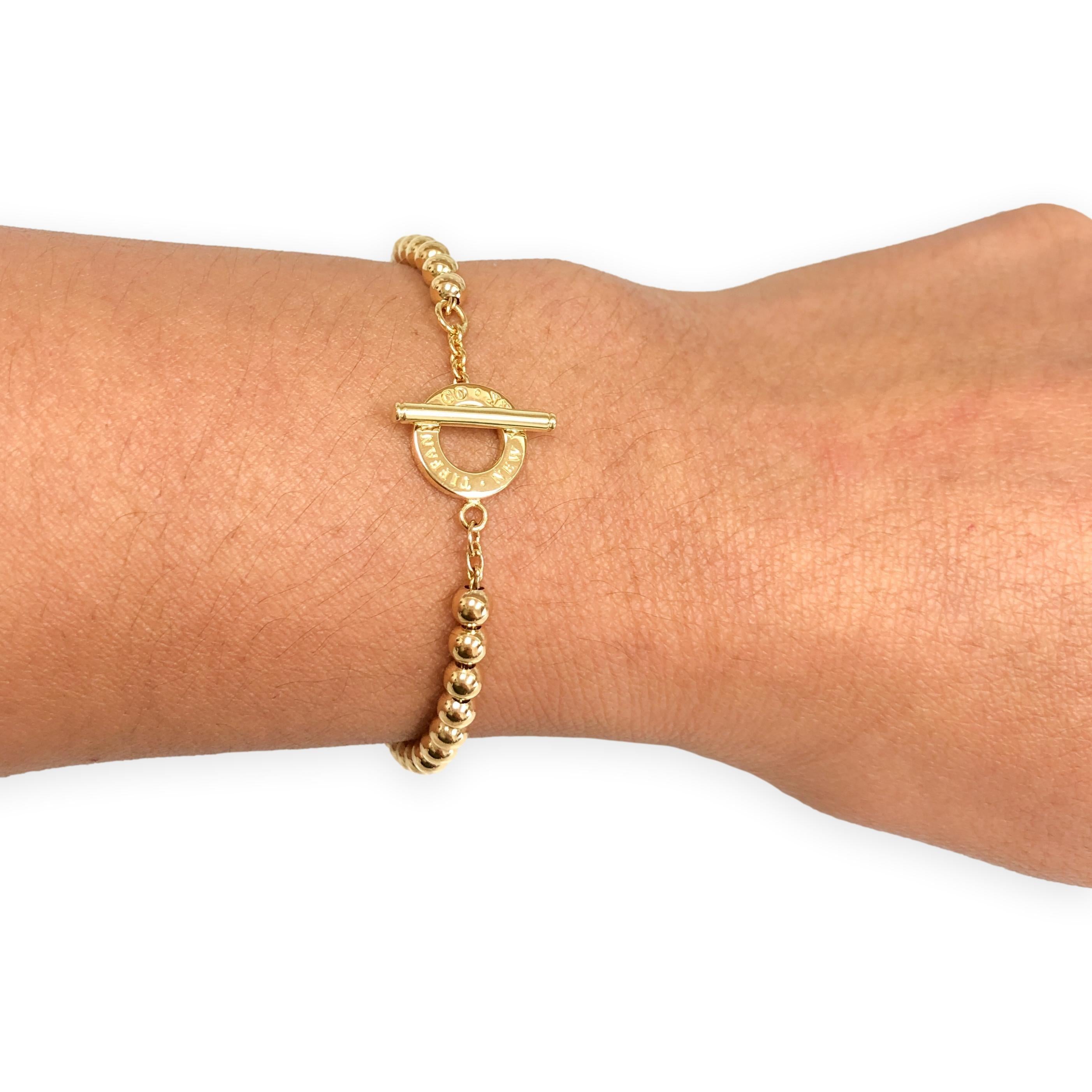 Tiffany & Co. Vintage 18K Yellow Gold Toggle Bead Bracelet 7