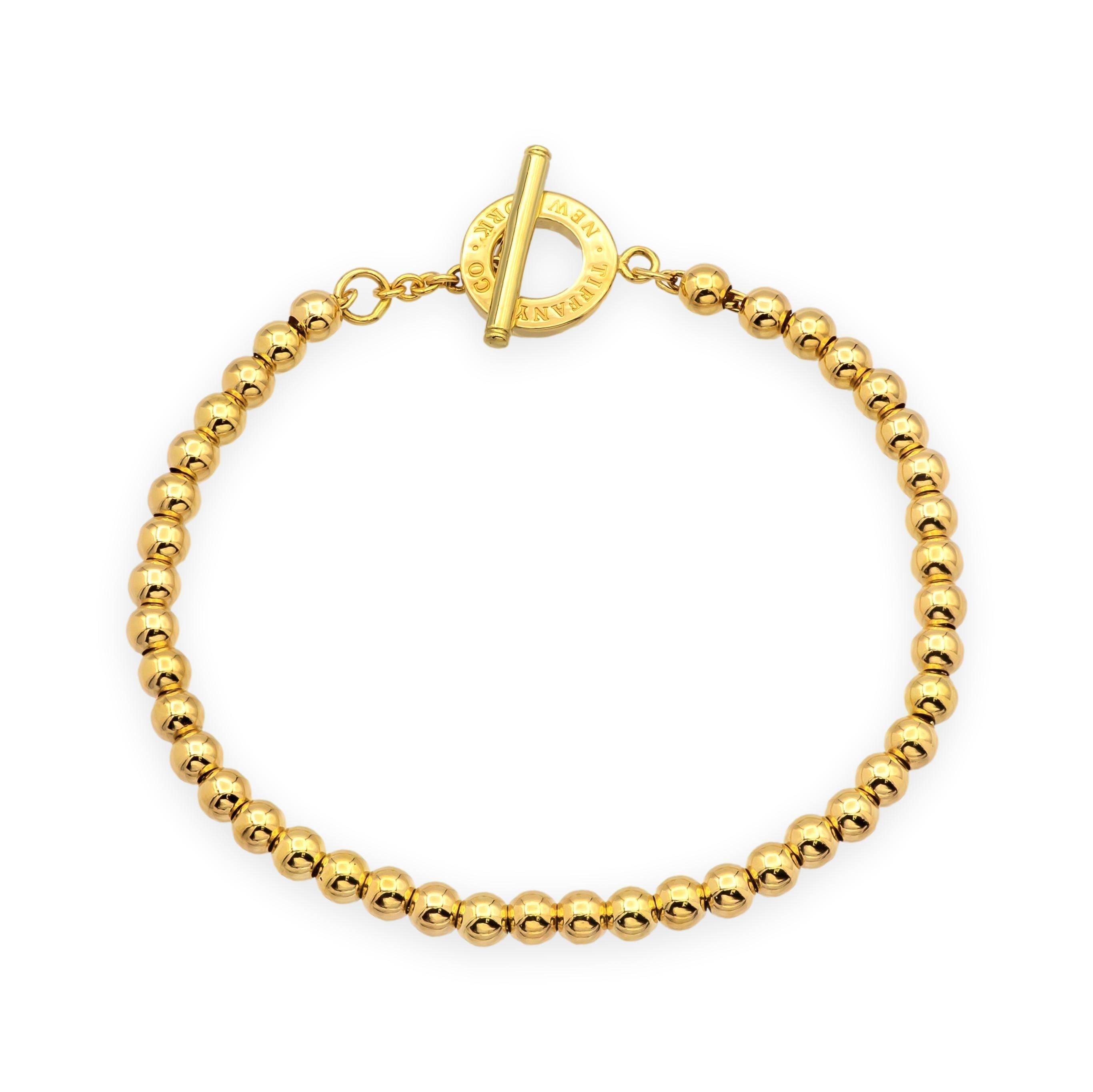 Tiffany & Co. Vintage 18K Yellow Gold Toggle Bead Bracelet 7