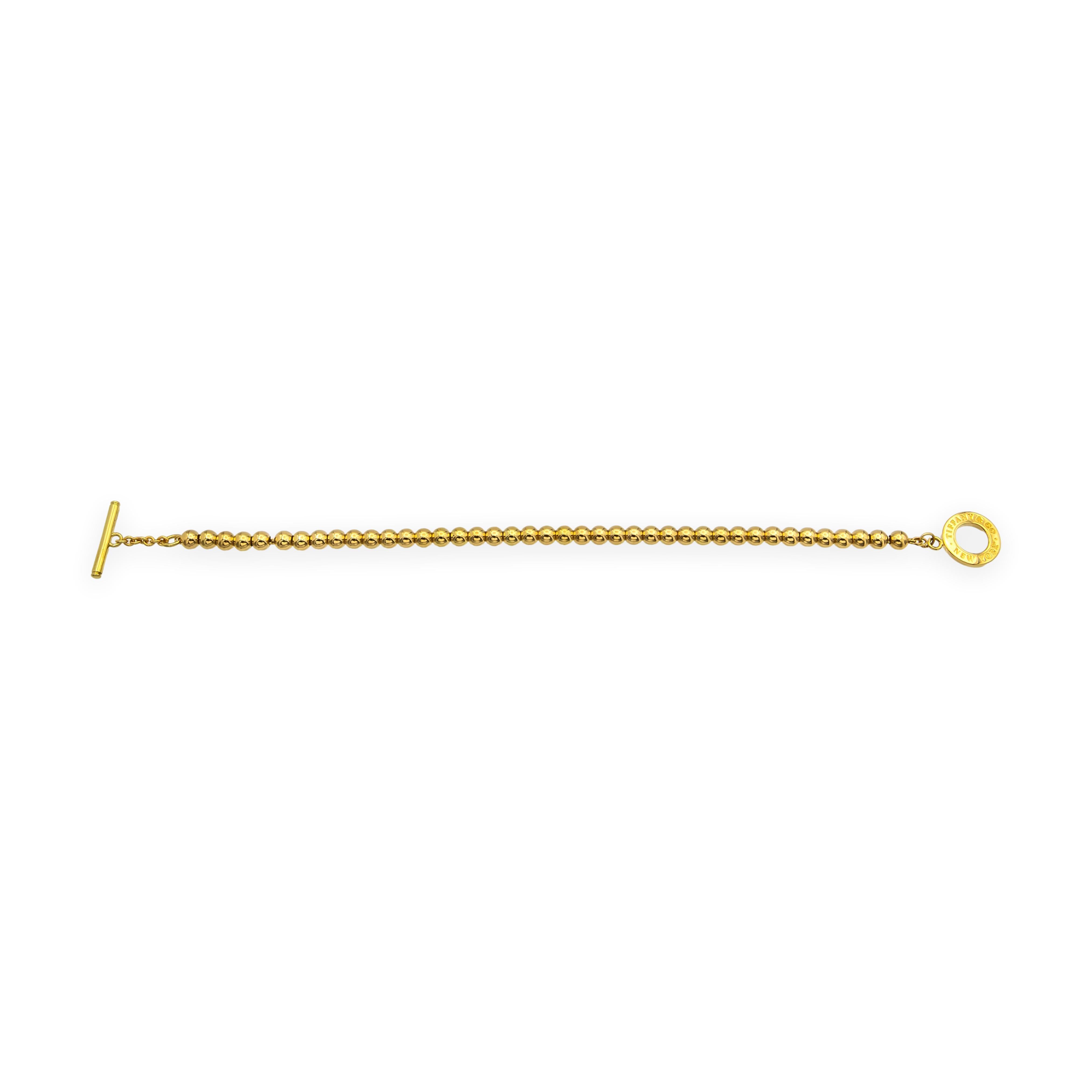 Tiffany & Co. Vintage 18K Yellow Gold Toggle Bead Bracelet 7