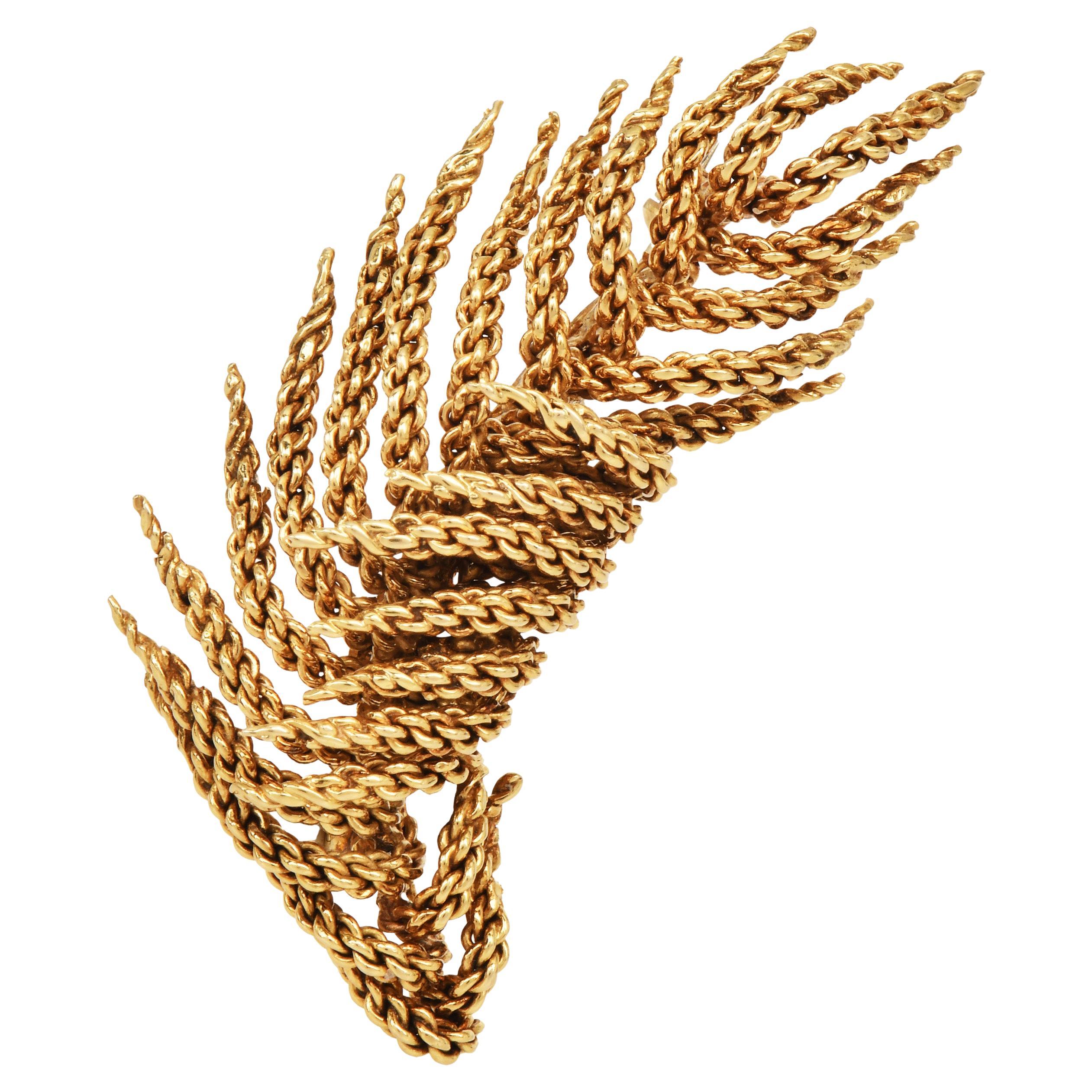 Tiffany 
Co Vintage 18K Yellow Gold Wheat Brooch pin