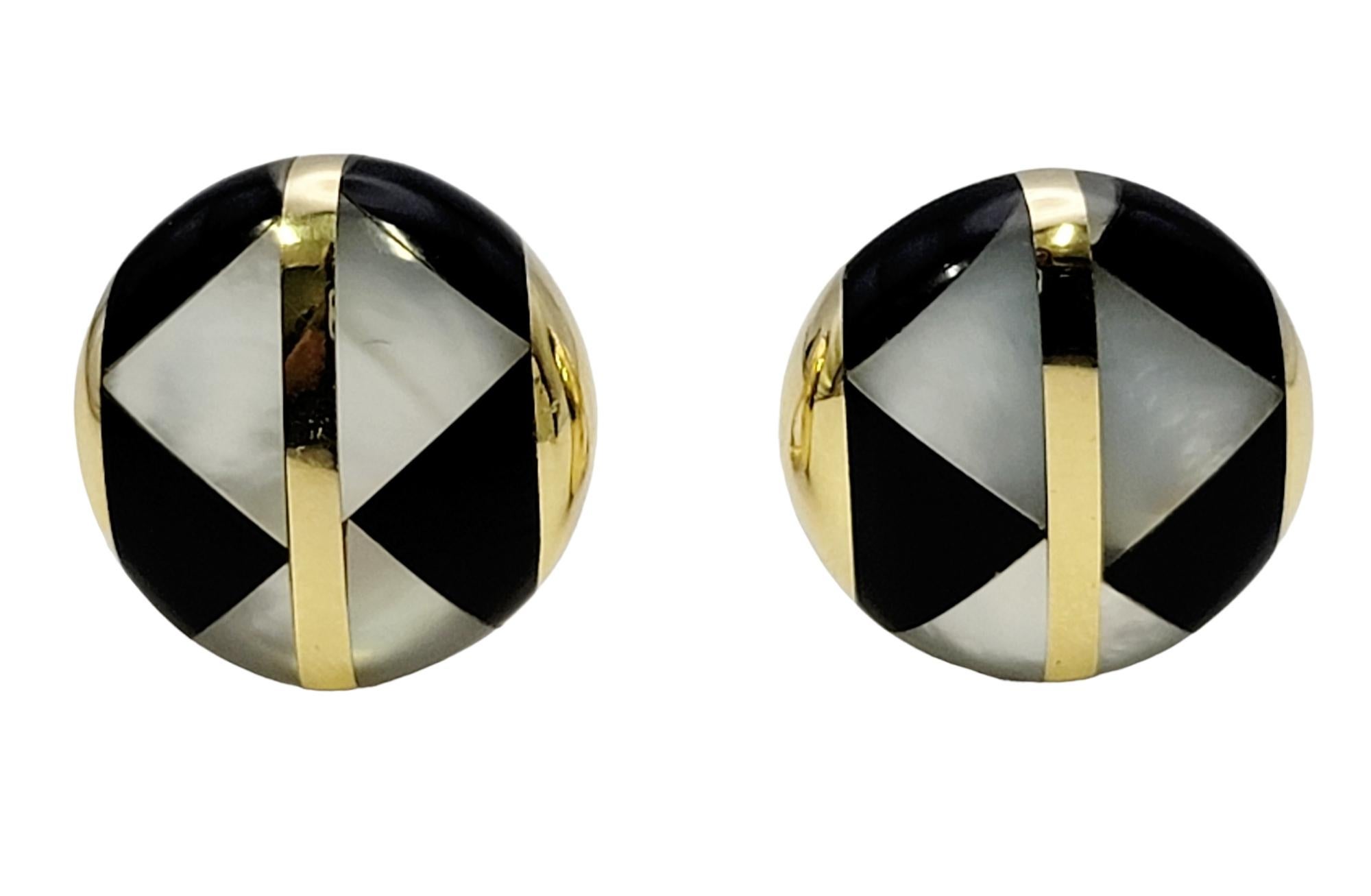 Tiffany & Co. Vintage 1980''s Geometrisch Schwarz und Weiß Clip-On Disc Ohrringe  (Zeitgenössisch) im Angebot
