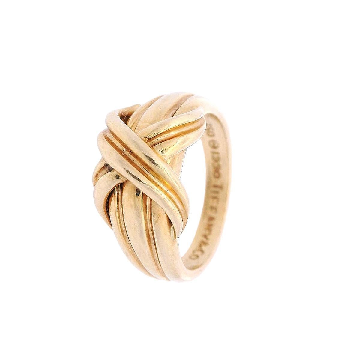 Tiffany & Co. Vintage 1990er Jahre X-Ring aus 18 Karat Gelbgold im Zustand ��„Hervorragend“ in Aventura, FL