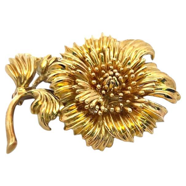Tiffany & Co Vintage 33.72 Grams 18 Karat Yellow Gold Sunflower Pin Brooch