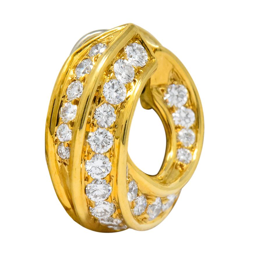 Contemporary Tiffany & Co. Vintage 3.48 Carat Diamond 18 Karat Gold Hoop Swirl Earrings