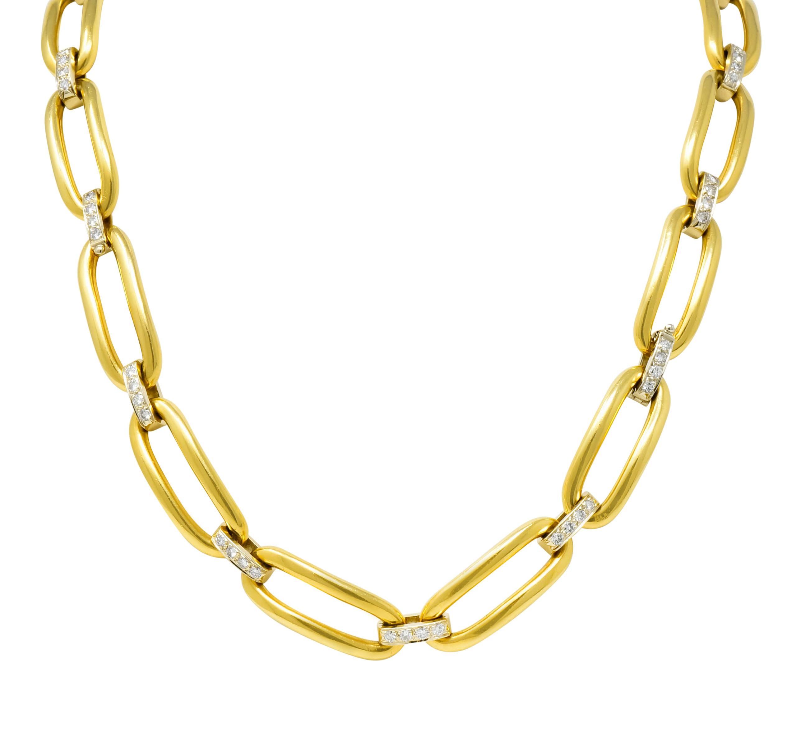 Contemporary Tiffany & Co. Vintage 4.56 Carat Diamond 18 Karat Gold Link Convertible Necklace