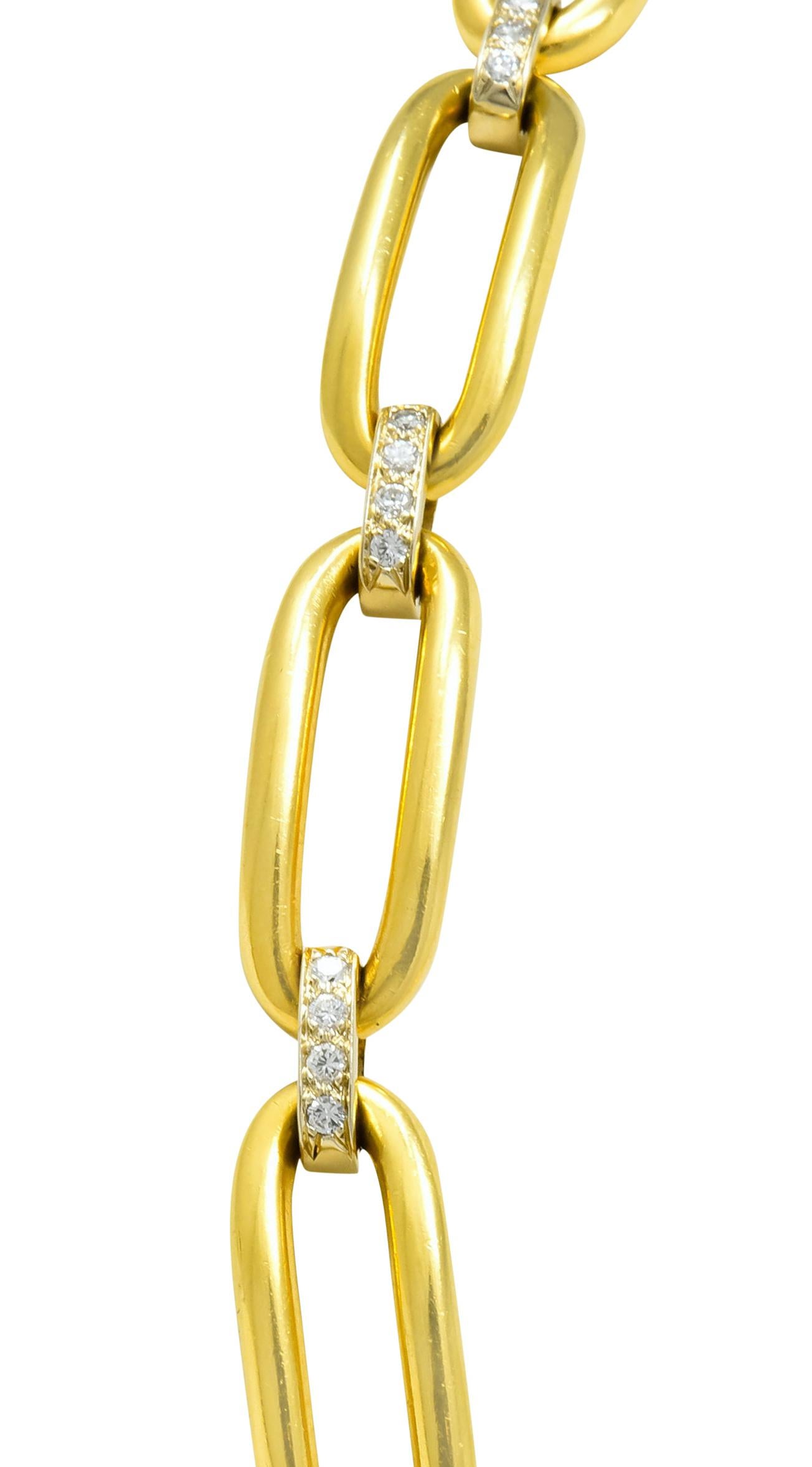 Women's or Men's Tiffany & Co. Vintage 4.56 Carat Diamond 18 Karat Gold Link Convertible Necklace