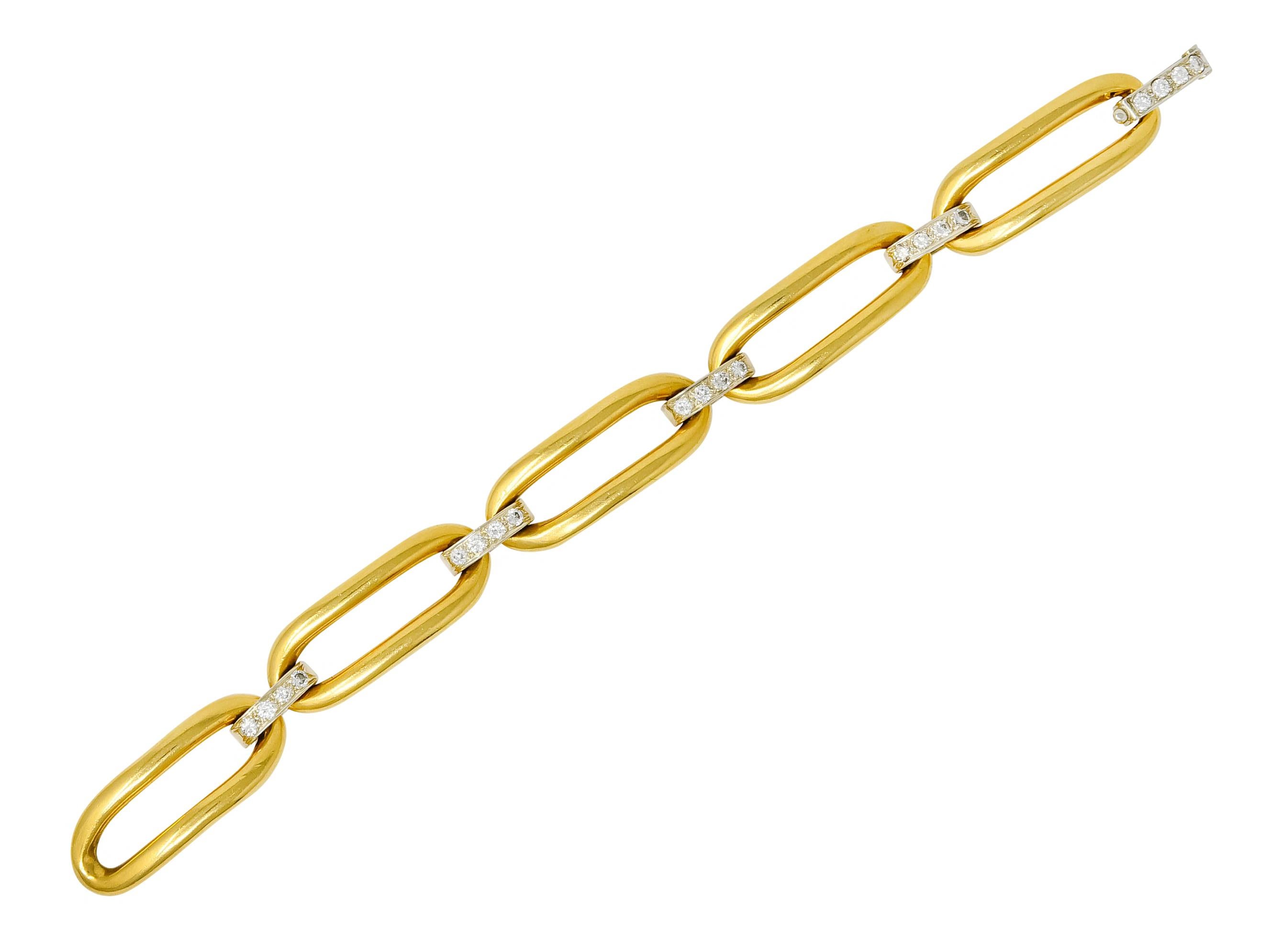Tiffany & Co. Vintage 4.56 Carat Diamond 18 Karat Gold Link Convertible Necklace 4