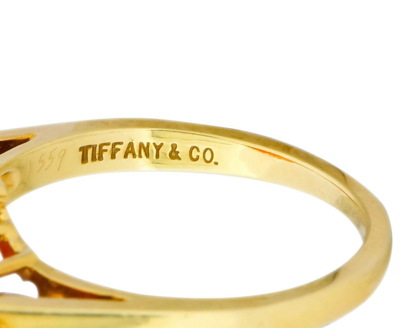 Tiffany & Co. Vintage 4.86 Carat Fire Opal Diamond 18 Karat Gold Ring 1