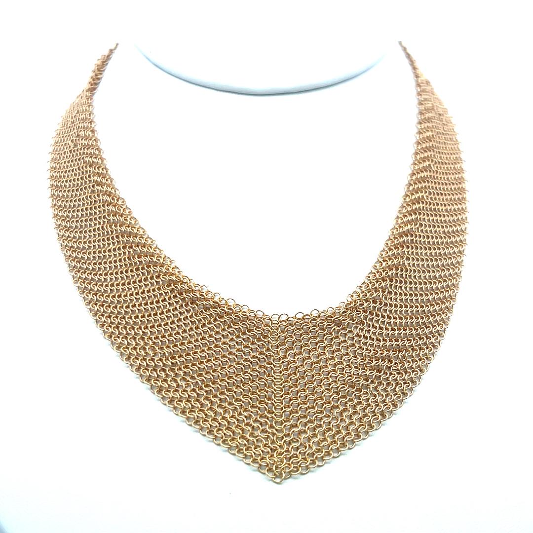 Tiffany & Co Vintage 54.36 Grams Mesh 18 Karat Yellow Gold Necklace For Sale 1