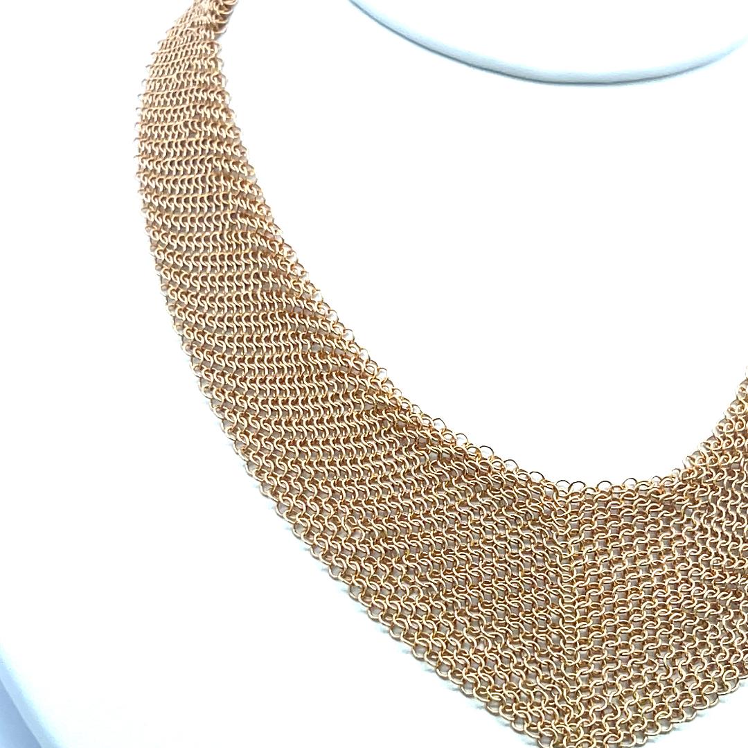 Tiffany & Co Vintage 54.36 Grams Mesh 18 Karat Yellow Gold Necklace For Sale 2