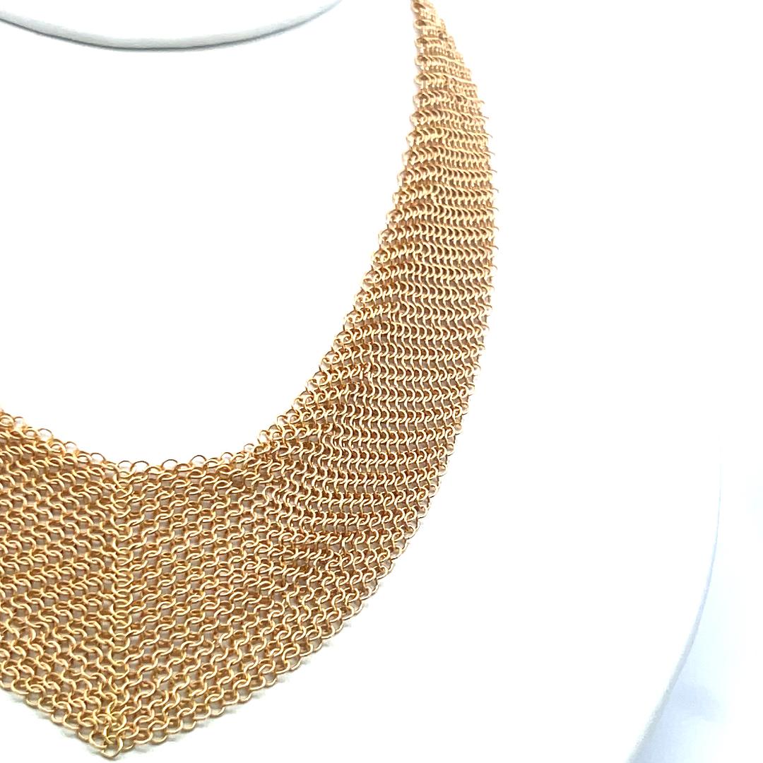 Tiffany & Co Vintage 54.36 Grams Mesh 18 Karat Yellow Gold Necklace For Sale 3