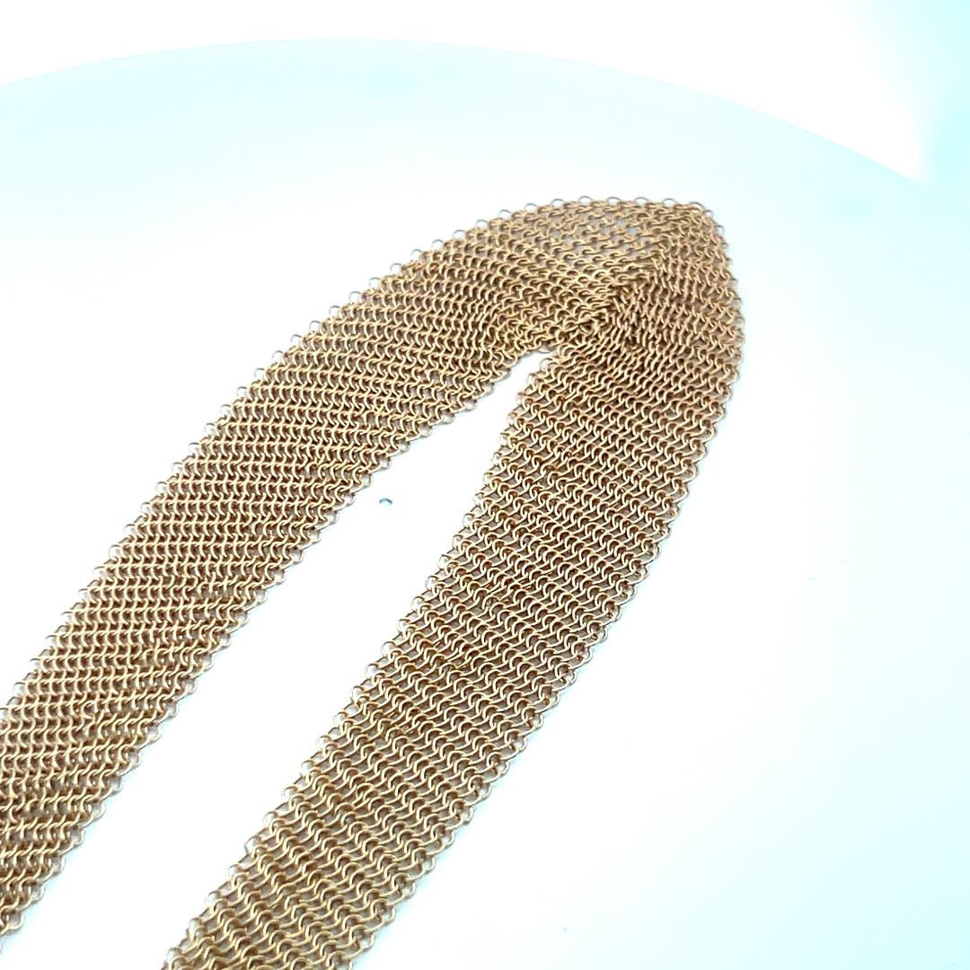 Tiffany & Co Vintage 54.36 Grams Mesh 18 Karat Yellow Gold Necklace For Sale 4