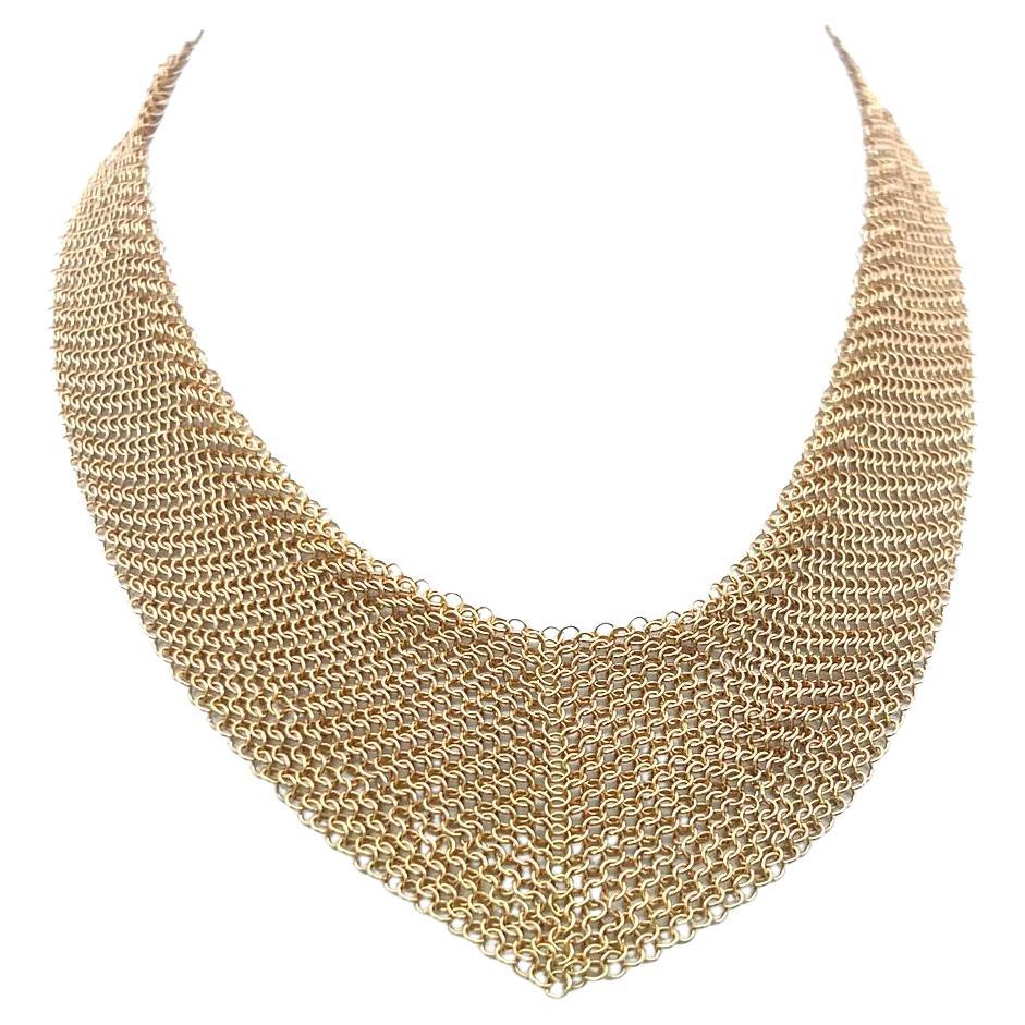 Tiffany & Co Vintage 54.36 Grams Mesh 18 Karat Yellow Gold Necklace For Sale