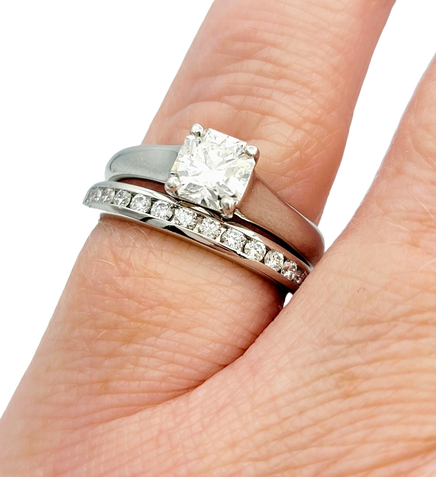 Tiffany & Co. Vintage .66 Lucida Solitaire Platinum Engagement Ring and Band Set For Sale 1