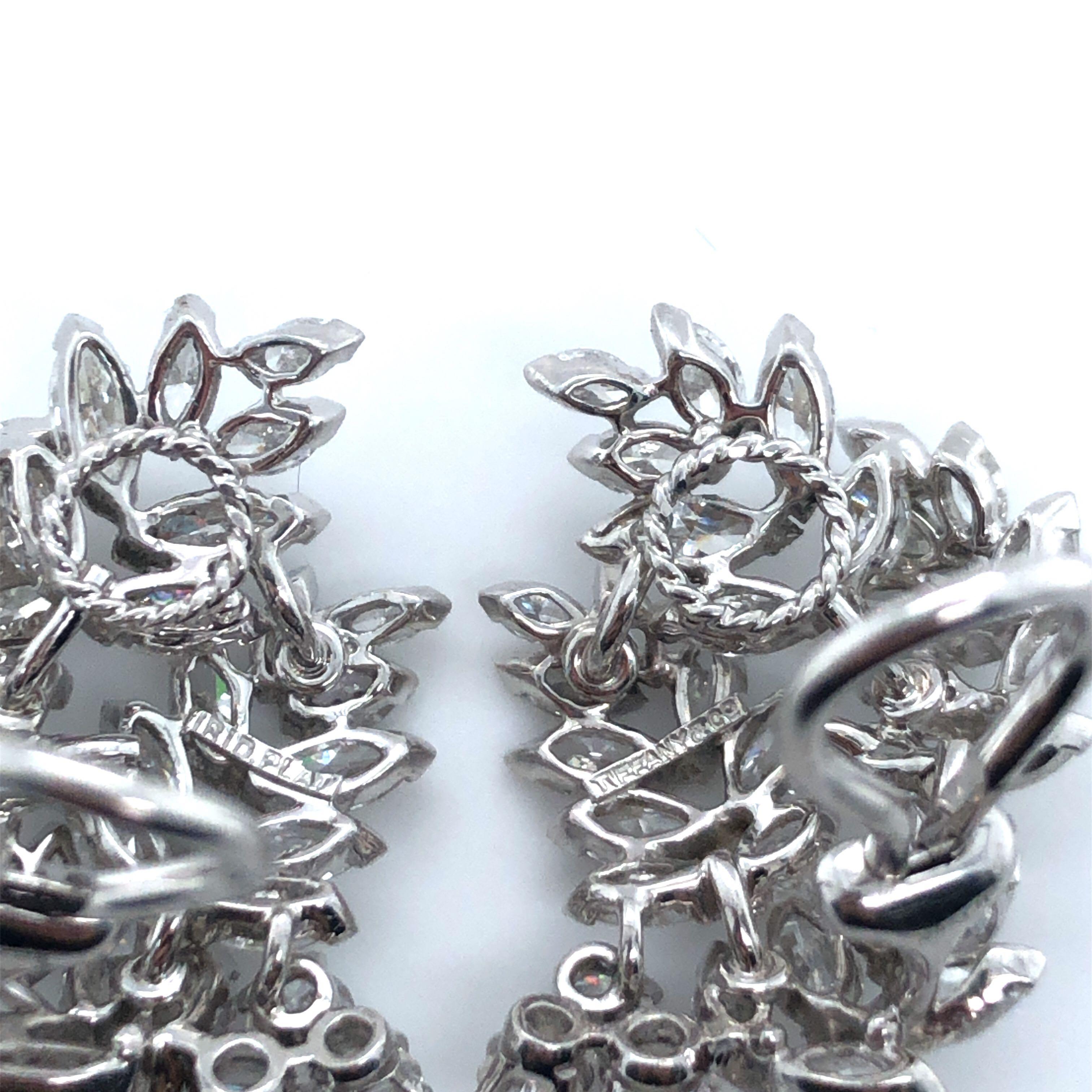 Tiffany & Co. Vintage 6ctw Diamond and Platinum Vine Cluster Clip on Earrings In Good Condition In Guilford, CT