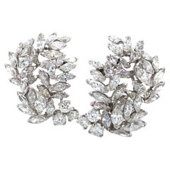 Tiffany & Co. Vintage 6ctw Diamond and Platinum Vine Cluster Clip on Earrings
