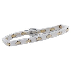 Tiffany & Co. Vintage 925 Silver Gold Rectangle Bar Link Bracelet