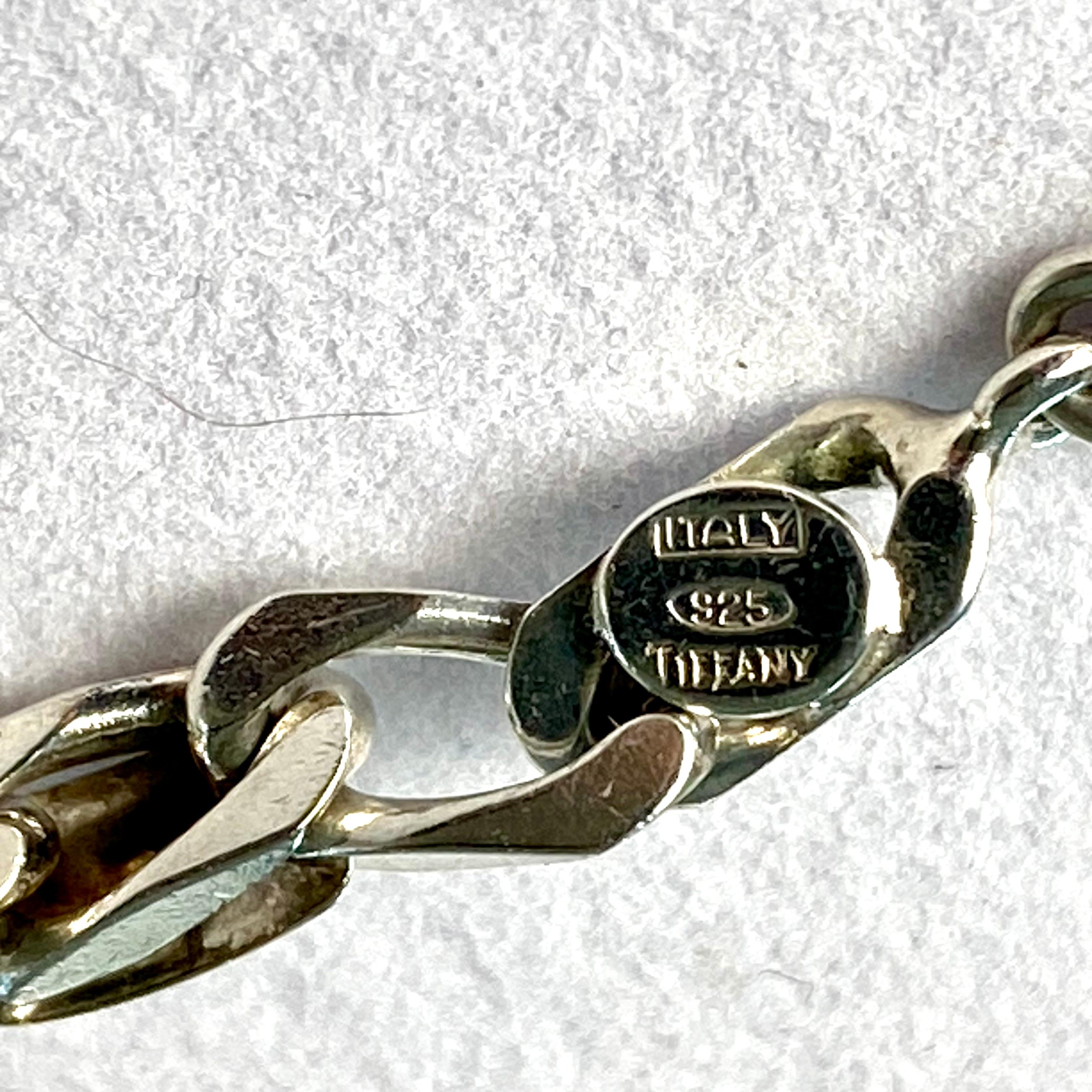 Tiffany & Co Vintage 925 Sterling Silver 750 Gold Link Chain 7 Inch Bracelet Unisexe en vente