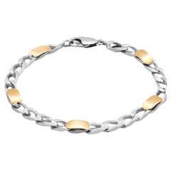 Tiffany & Co Vintage 925 Sterling Silver 750 Gold Link Chain 7 Inch Bracelet