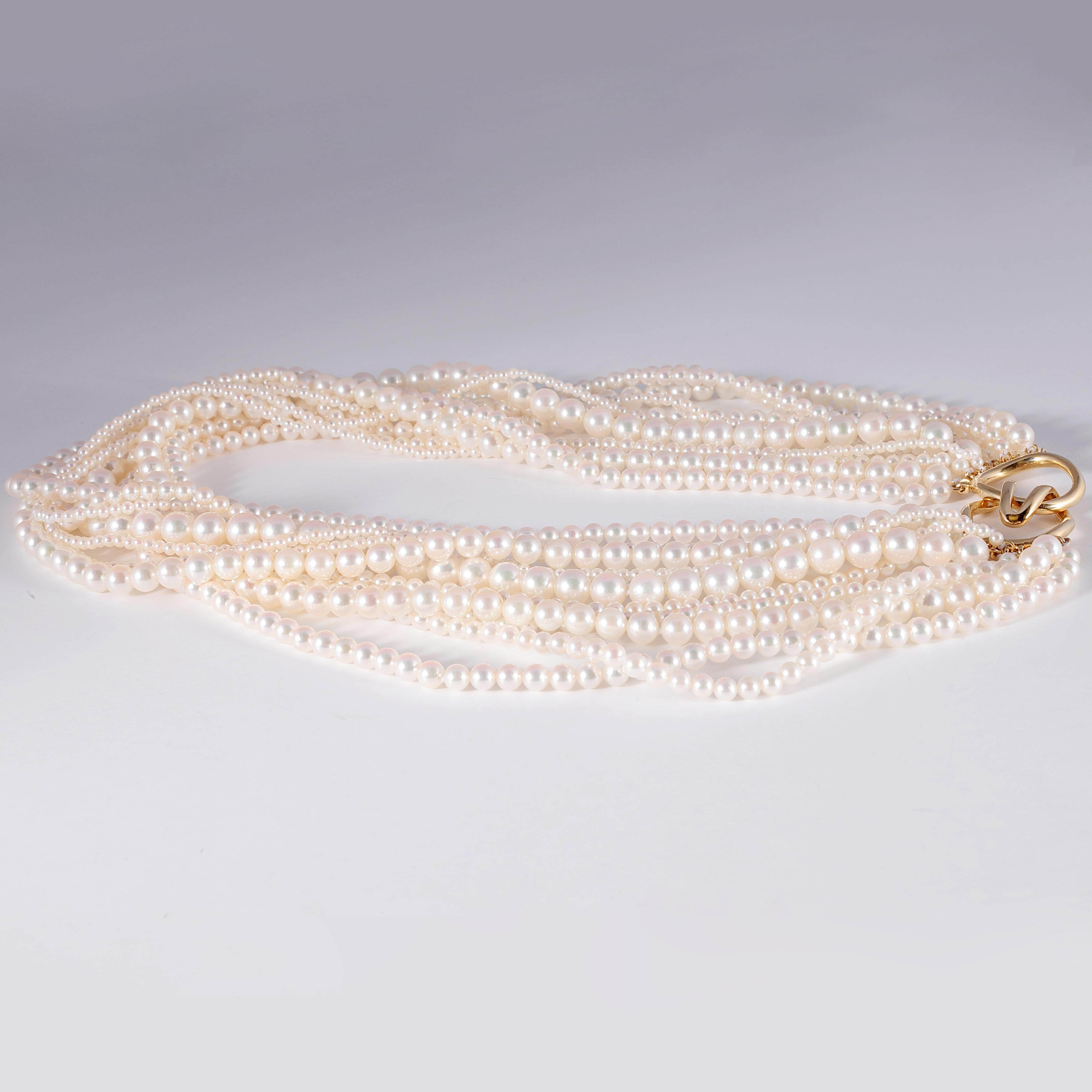 Tiffany & Co. Vintage Akoya Pearl Multi Strand Necklace In Excellent Condition In Dallas, TX