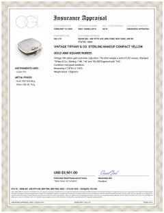 Tiffany Co Vintage Art Deco Sterling Yellow Gold Ruby Compact Makeup 3 Inch Case